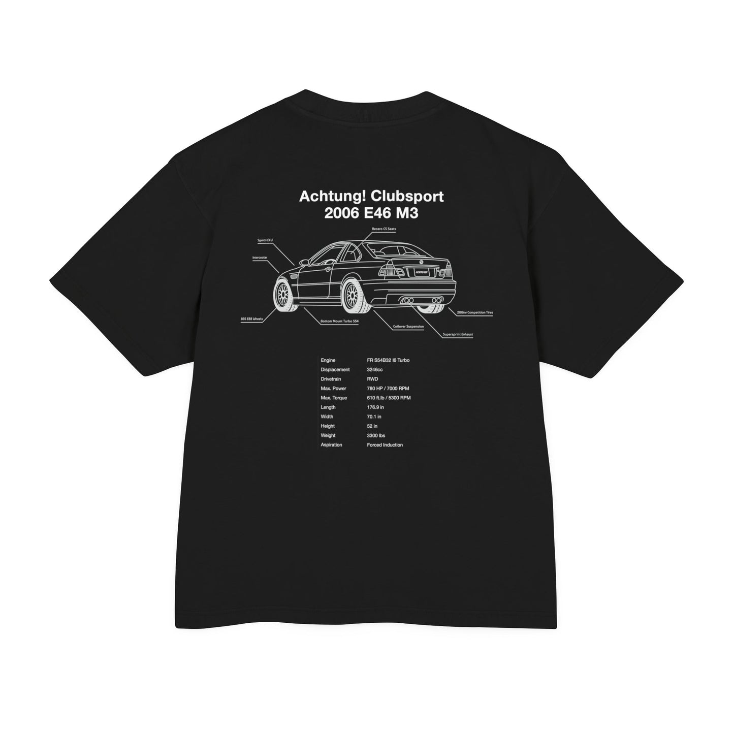 2006 E46 M3 Turbo Rear 3/4 Blueprint Tee