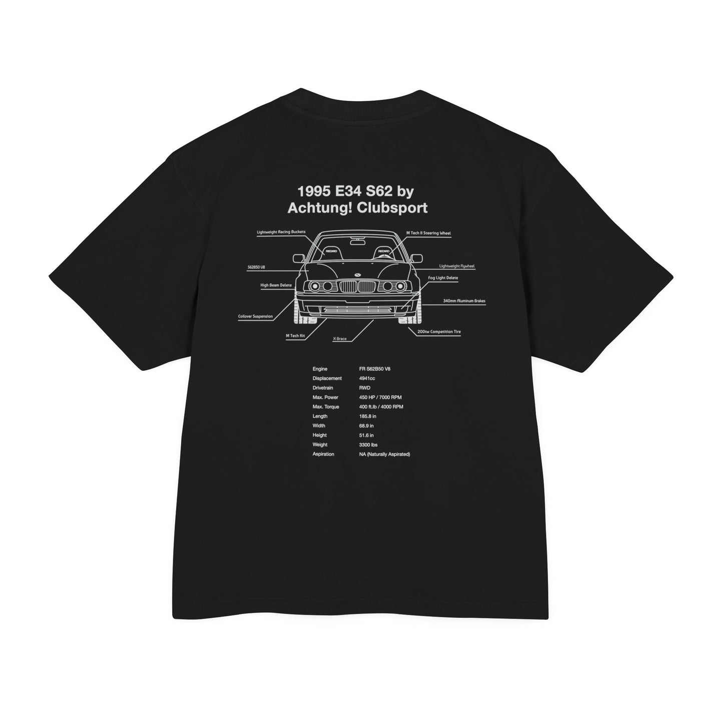 T‑Shirt — 1995 E34 S62 Blueprint Tee