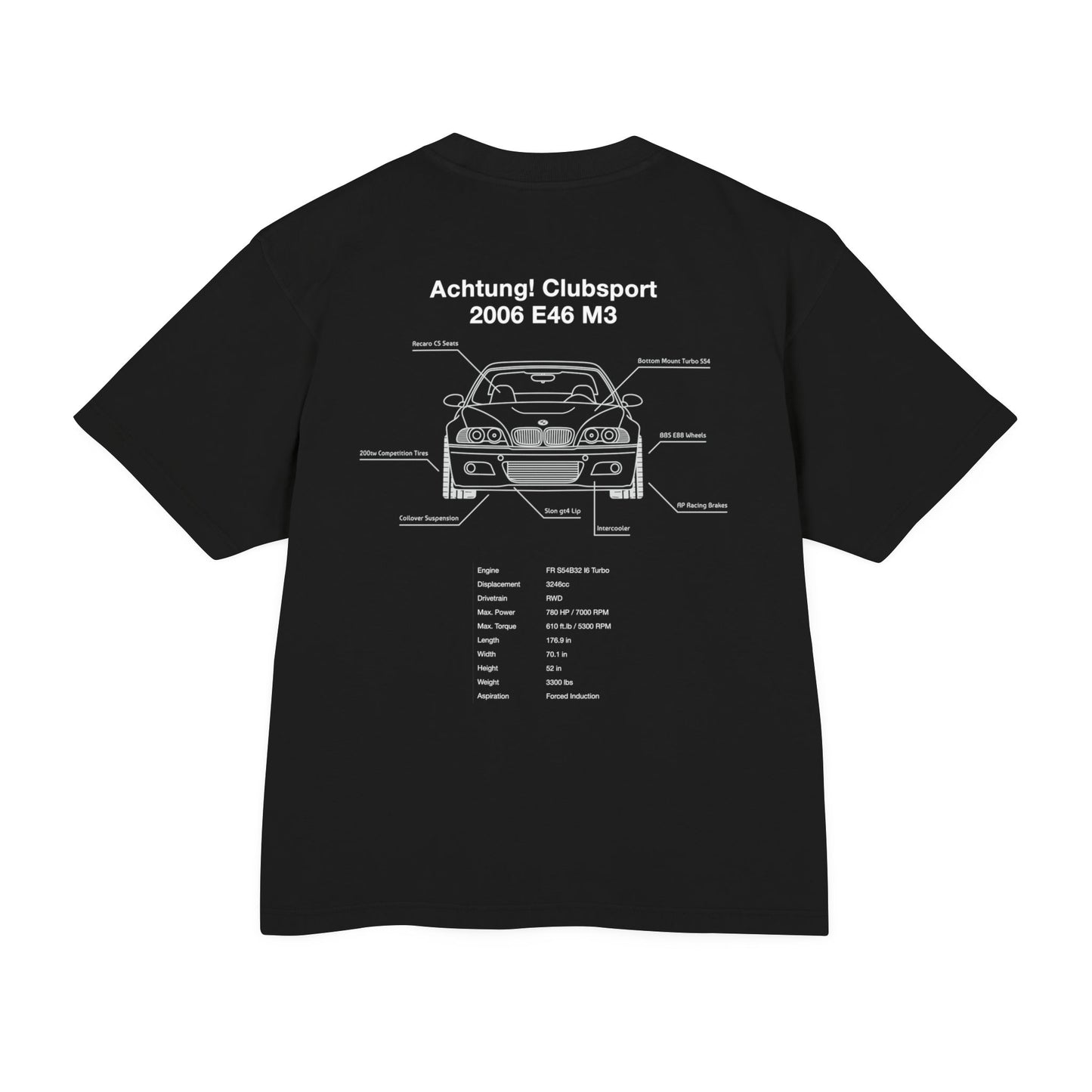 2006 E46 M3 Turbo Front Blueprint Tee